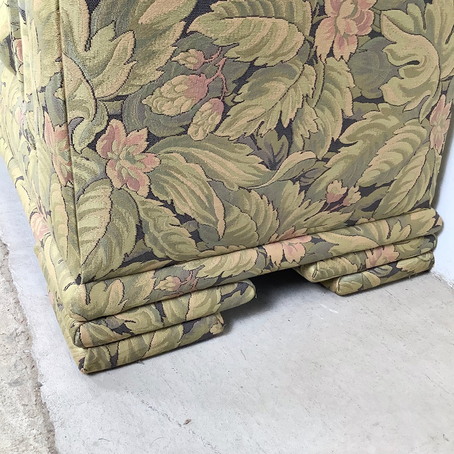 Vintage Botanical Chaise Bench With Rolled Arms