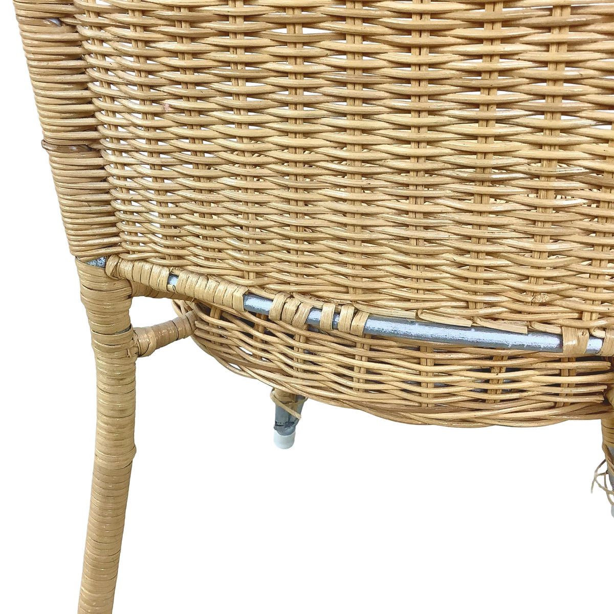 Vintage Woven Wicker & Rattan Side Chair with Cushion