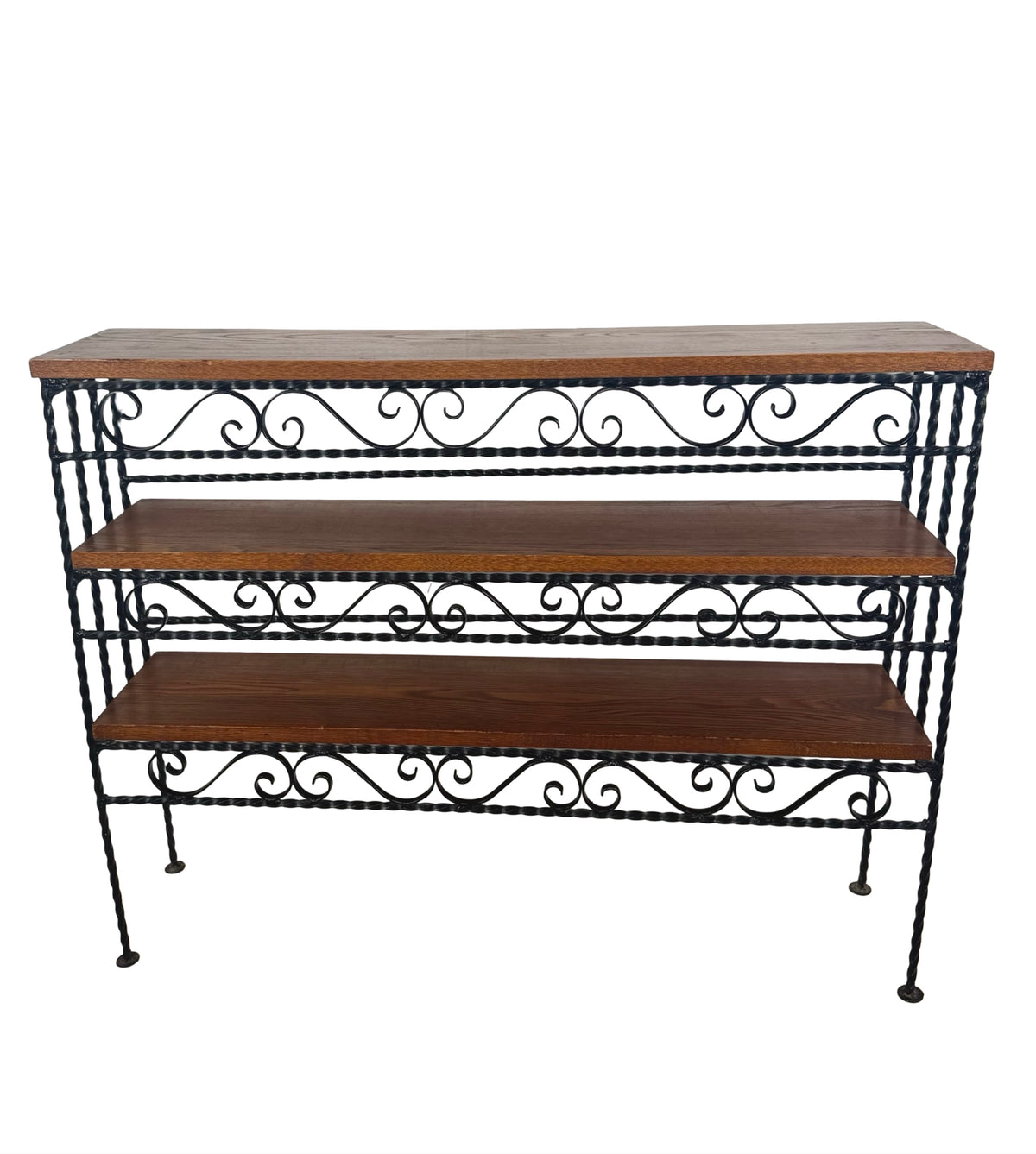 Vintage Handmade Wrought Iron Scroll Shelf — Spanish Revival Style