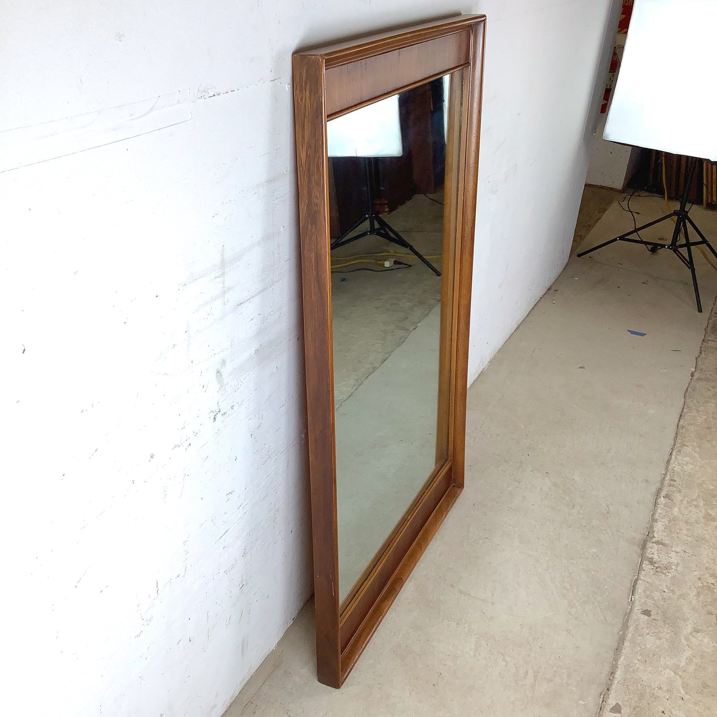 Large Mid-Century American Walnut & Pecan Mirror