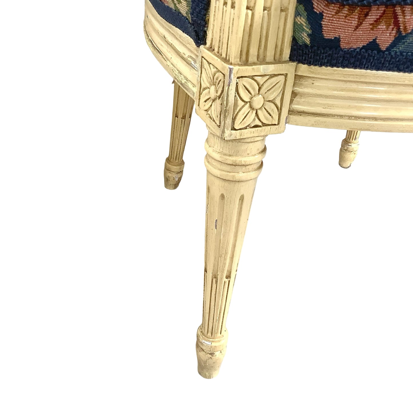 Vintage Louis XVI Style Painted Fauteuil | French Provincial Armchair  This painted fauteuil captures the timeless elegance of