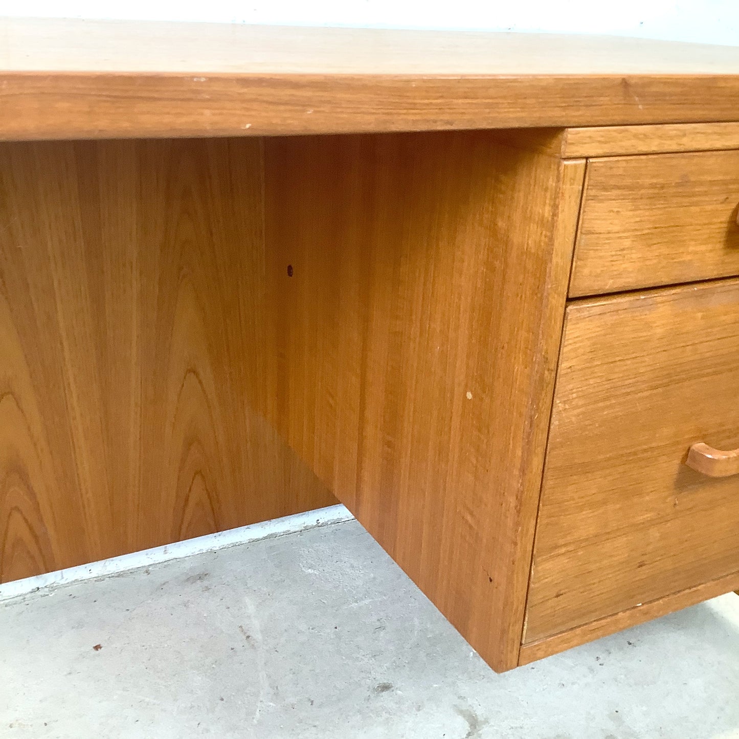 Mid-Century Danish Modern Teak Single Pedestal Writing Desk