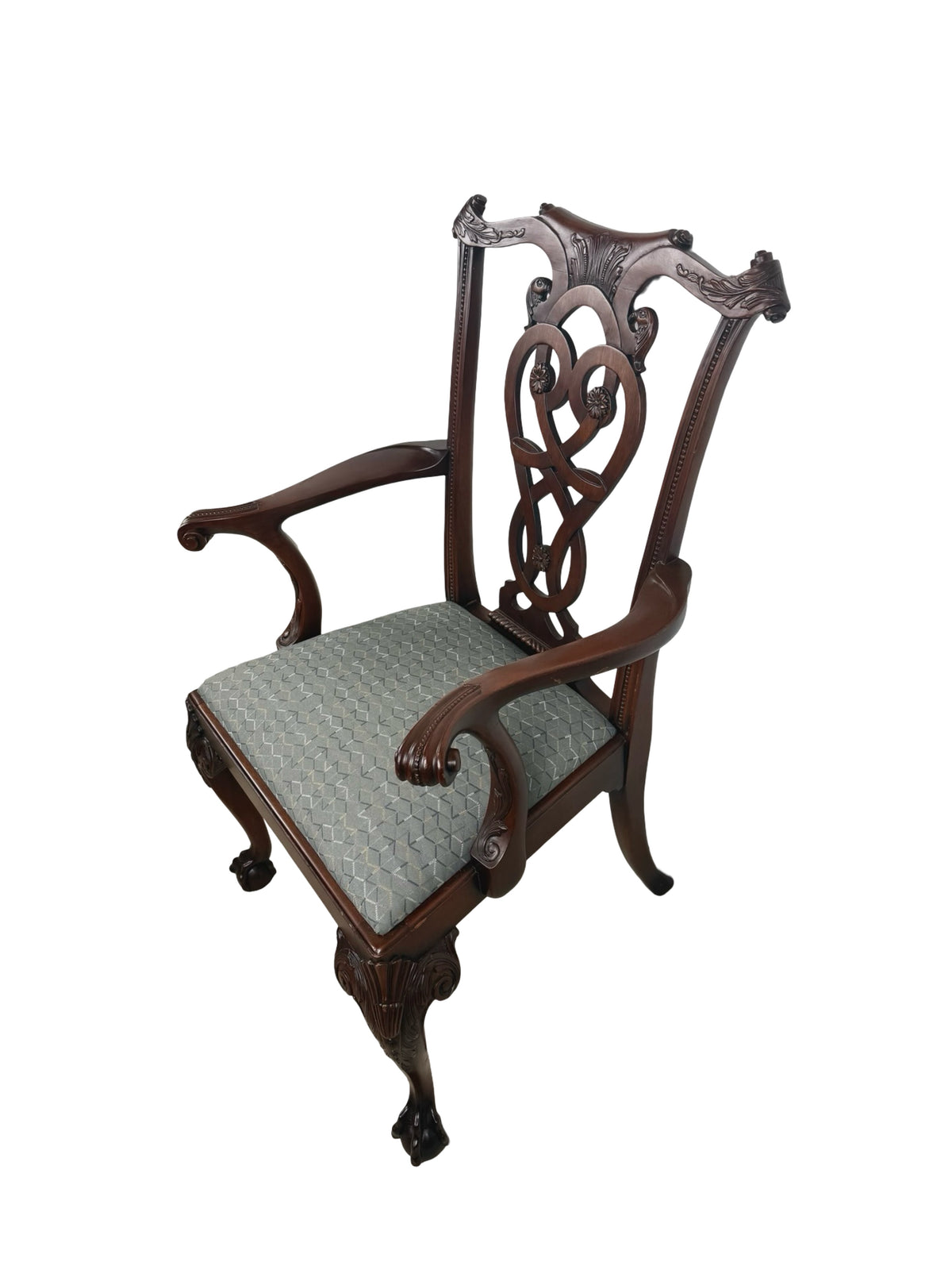 Vintage Maitland-Smith Chippendale Carved Armchair with Ball-and-Claw Feet