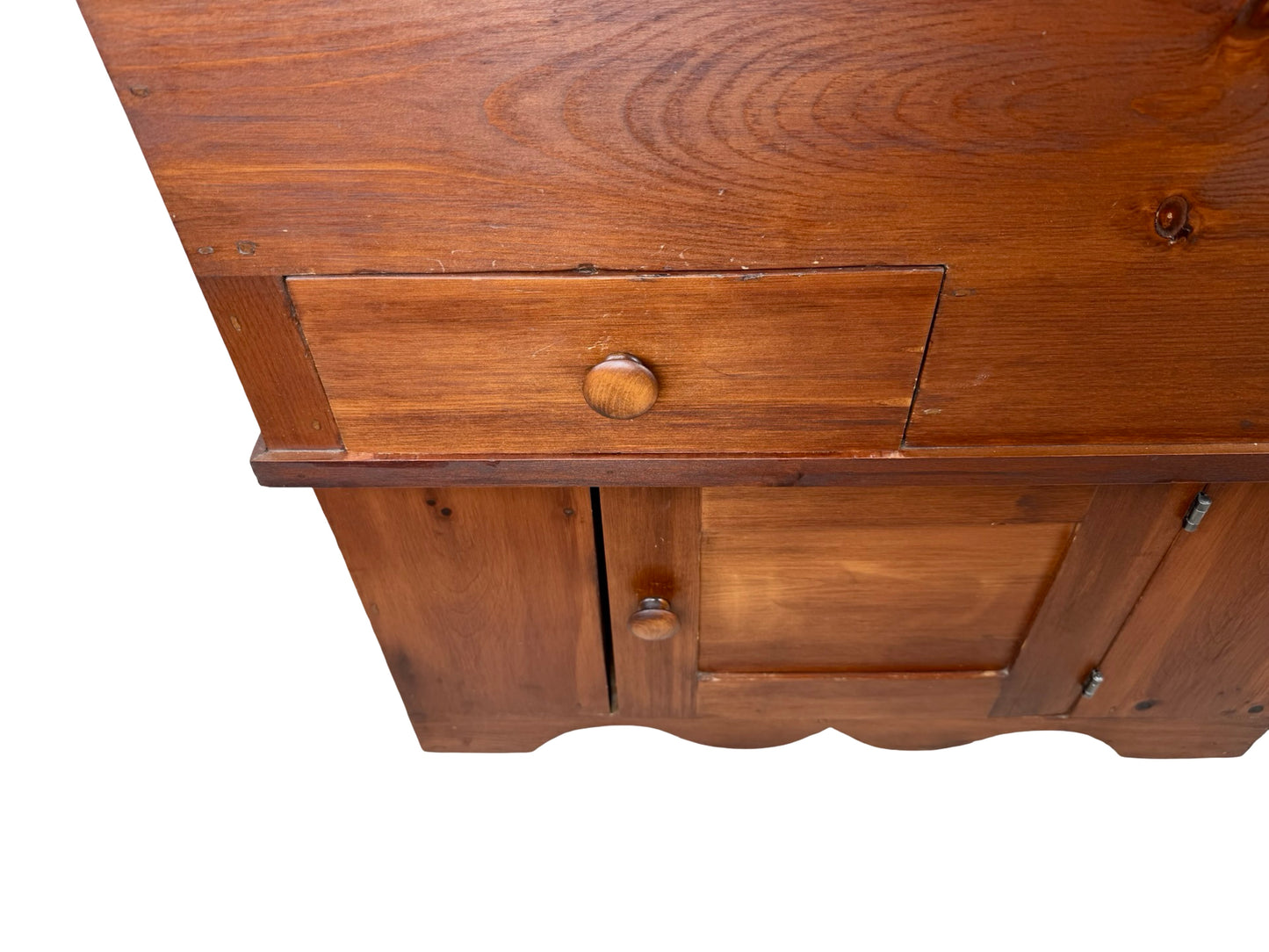 Rustic Pine Dry Sink Storage Cabinet with Lift Top, Drawer & Cupboard
