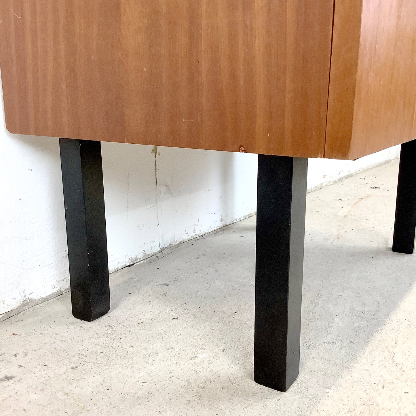 Mid-Century Nightstand With Drawer and Cabinet– Minimalist Form, Warm Finish