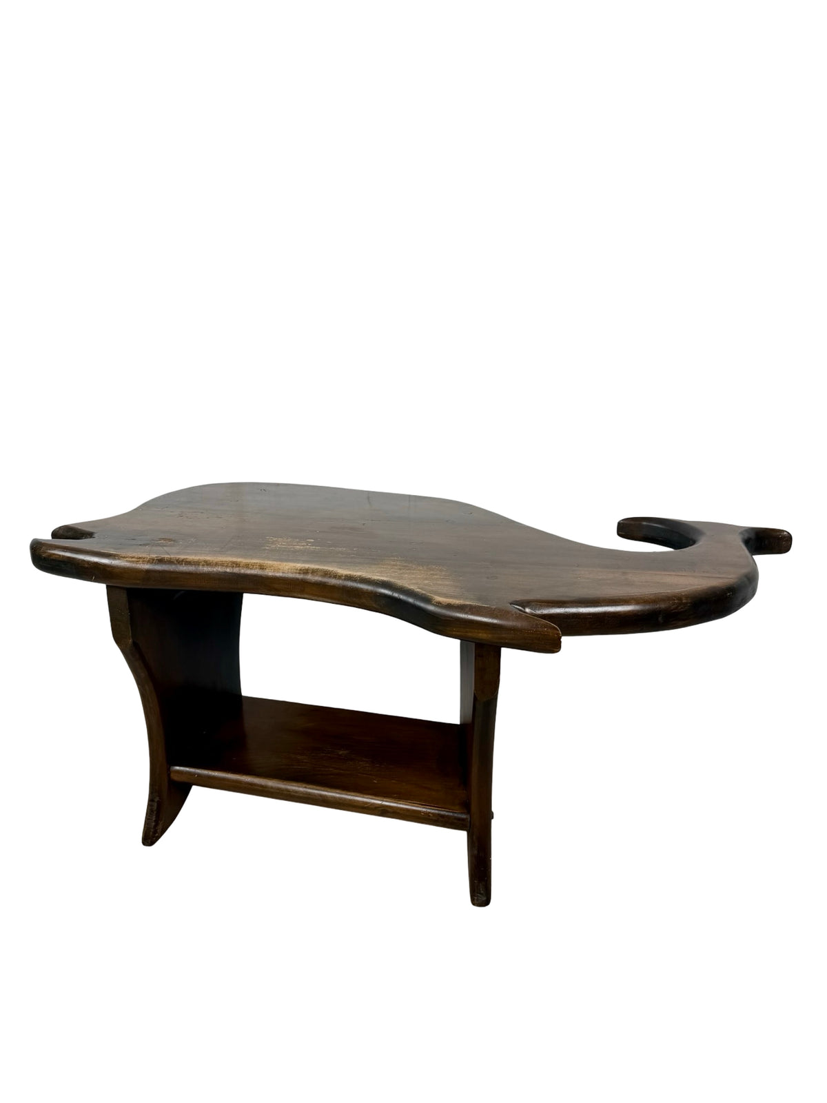 Vintage Folk Art Wooden Whale Shaped Coffee Table