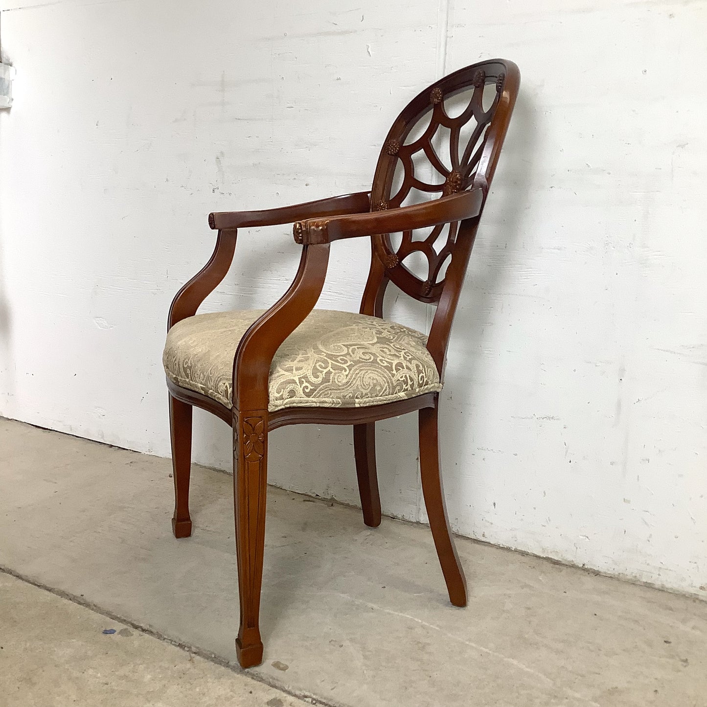 Hepplewhite Spider Back Mahogany Armchair | Upholstered Seat | Late 20th Century