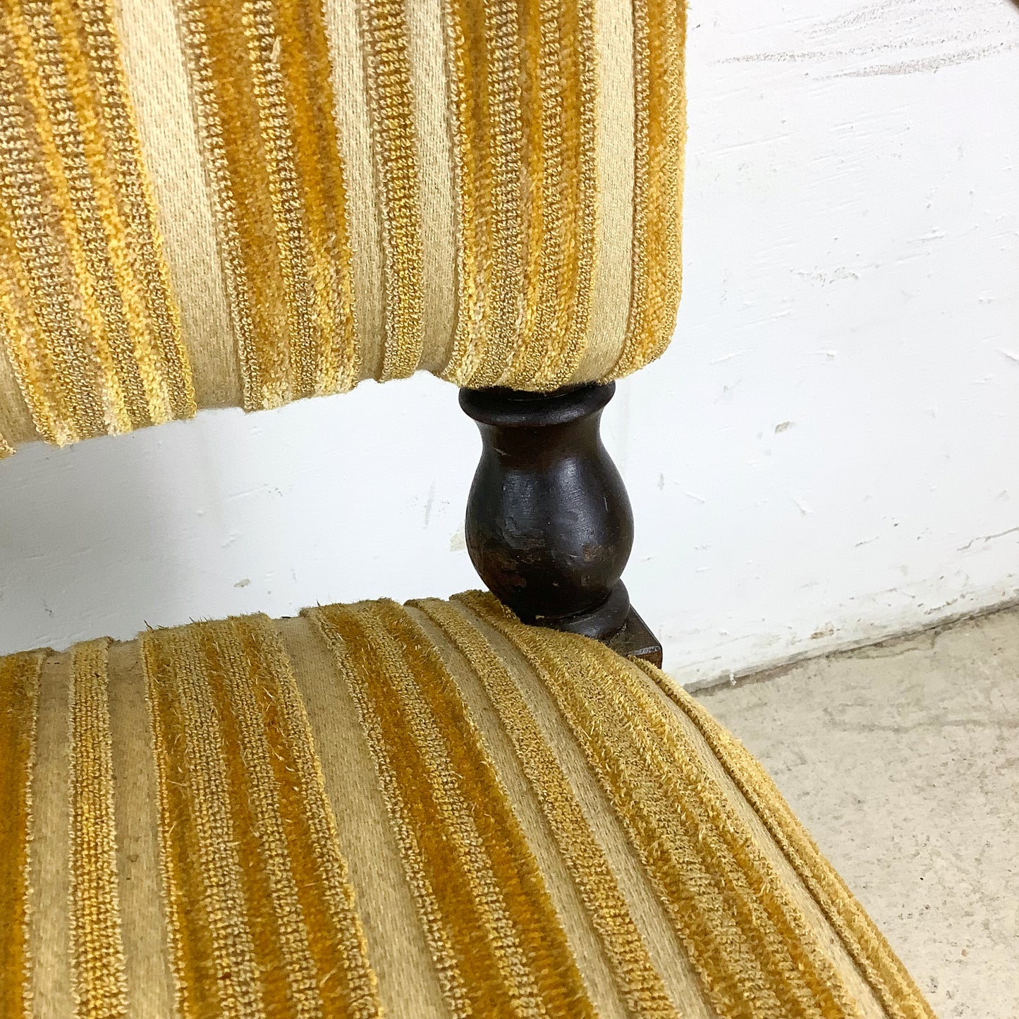 Grand Louis XIV-Style Throne Chair with Striped Fabric