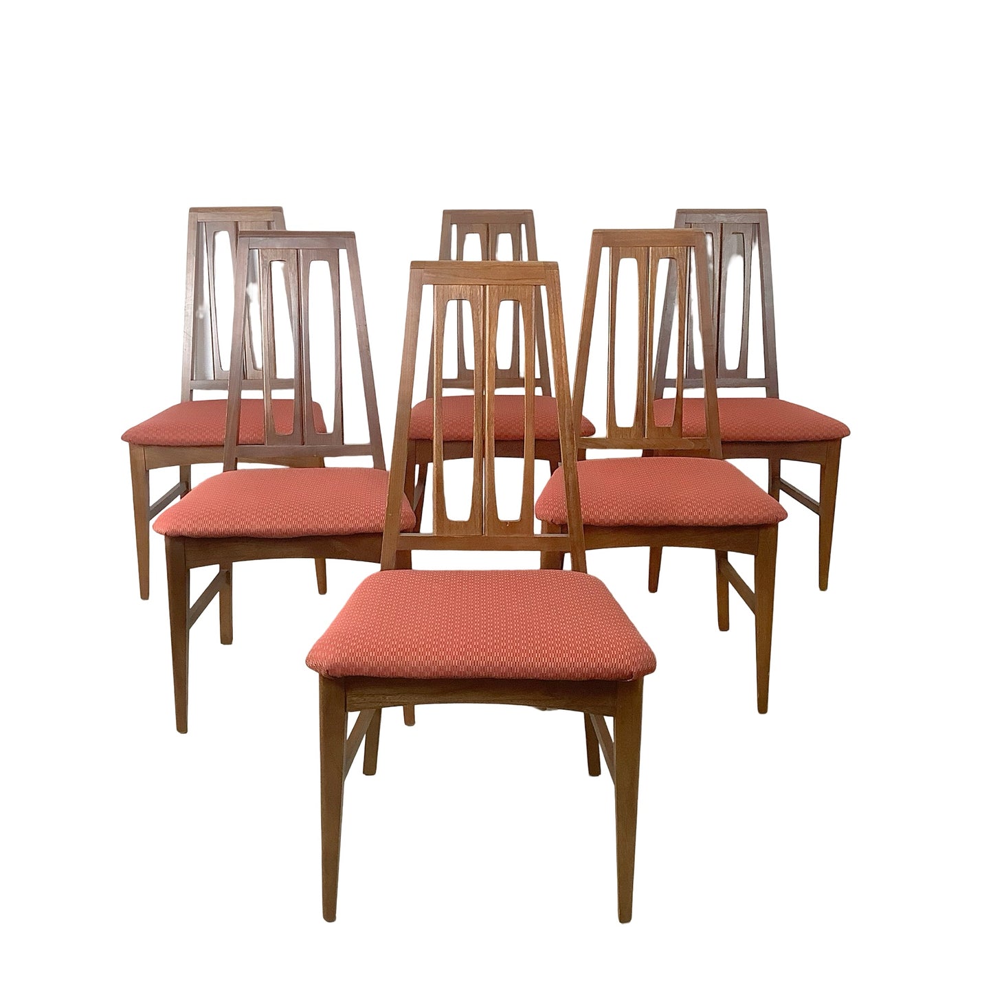 Young Manufacturing attr. Walnut High-Back Dining Chairs — A Set of Six MCM Chairs