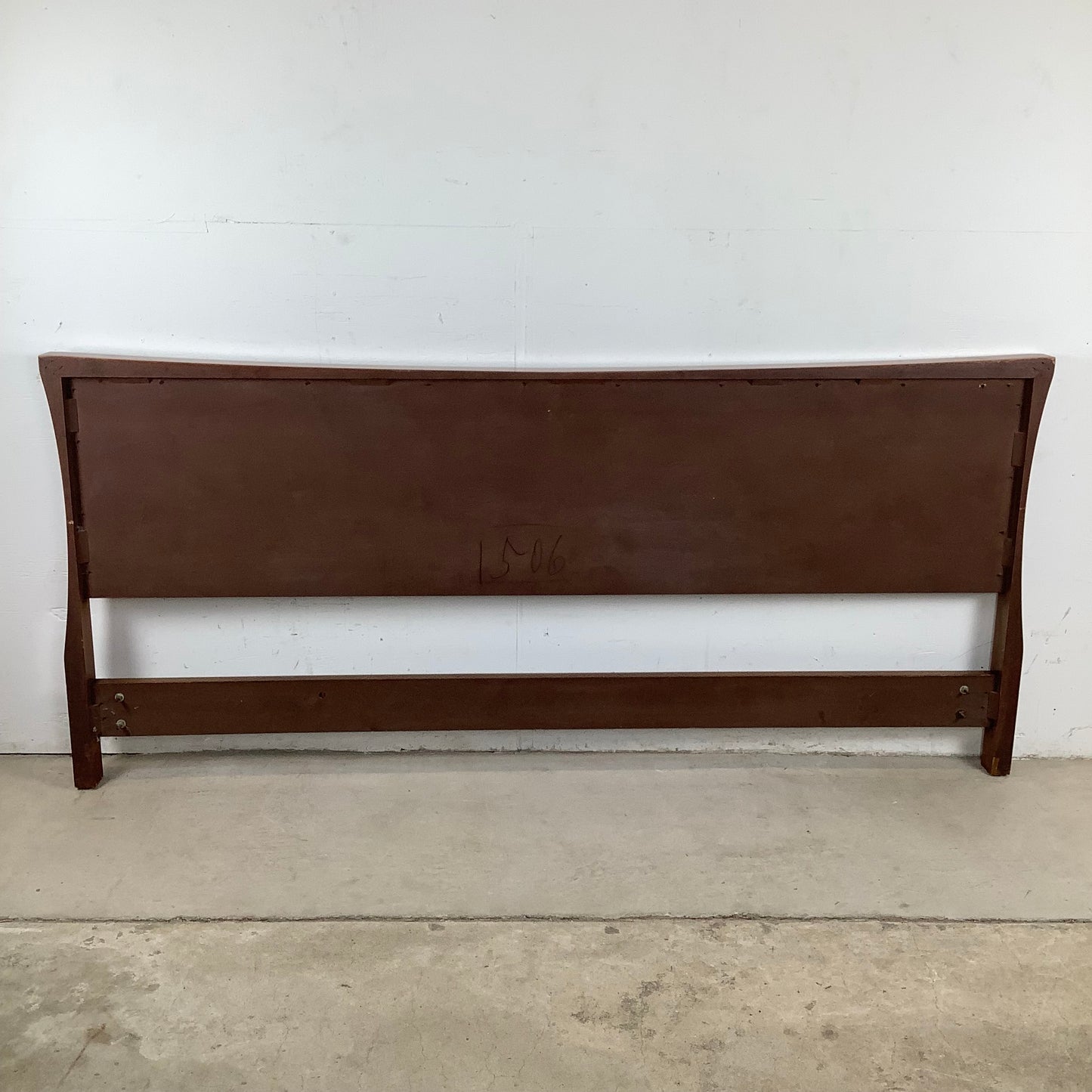 Sculptural MCM Walnut King Headboard