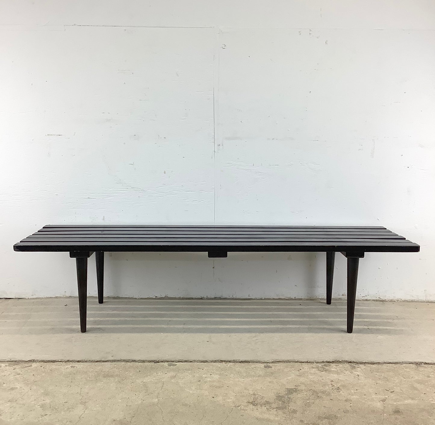Vintage Modern Black Slat Coffee Table or Bench