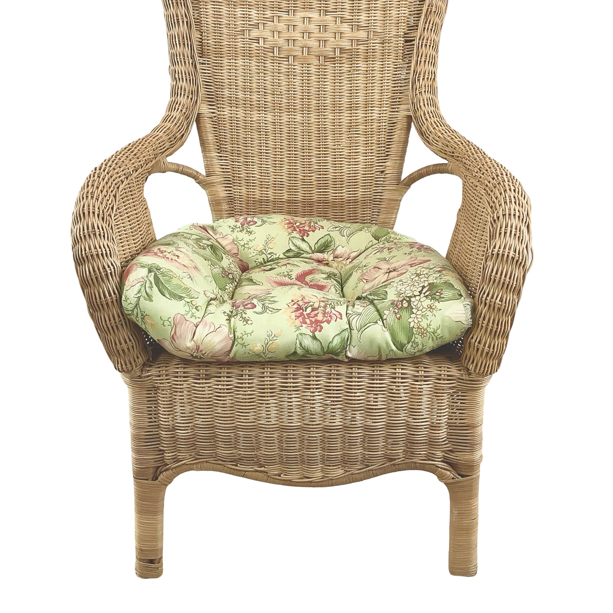 Vintage High-Back Woven Wicker Armchair