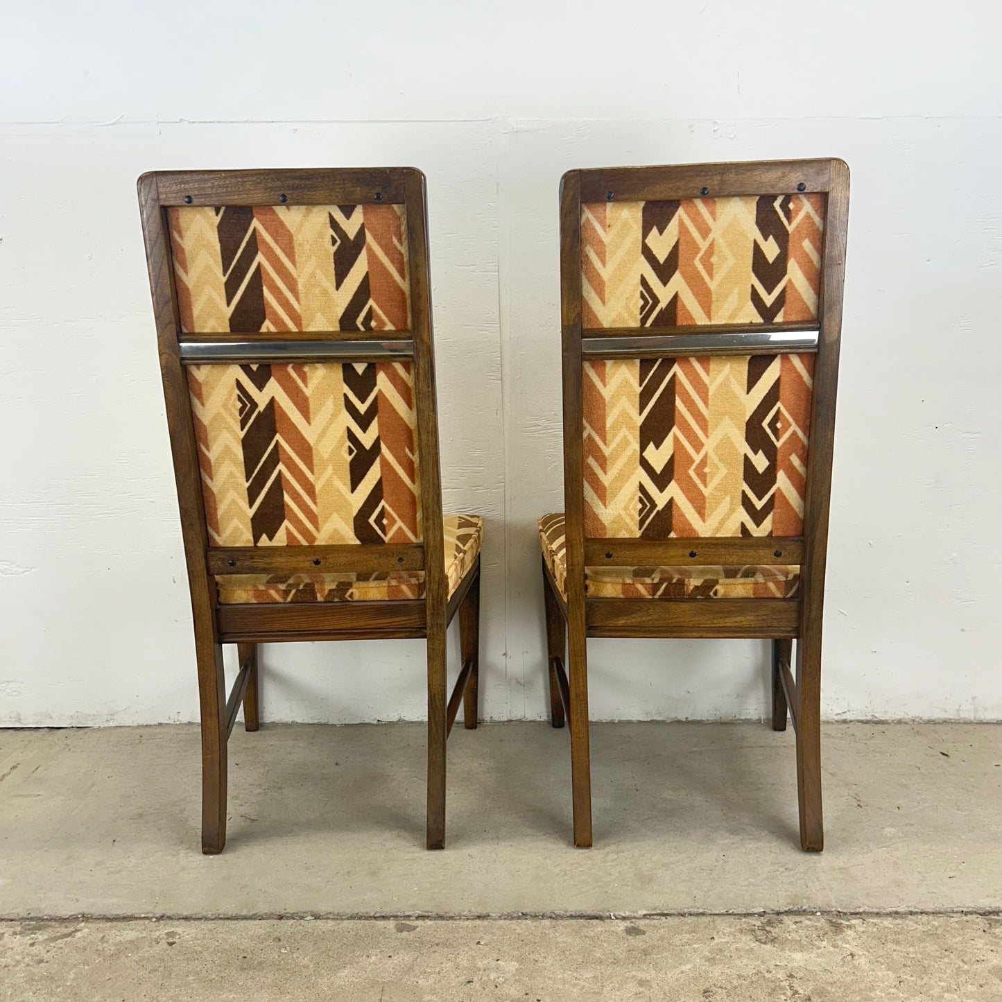 Vintage Modern High Back Dining Chairs- Set of Six