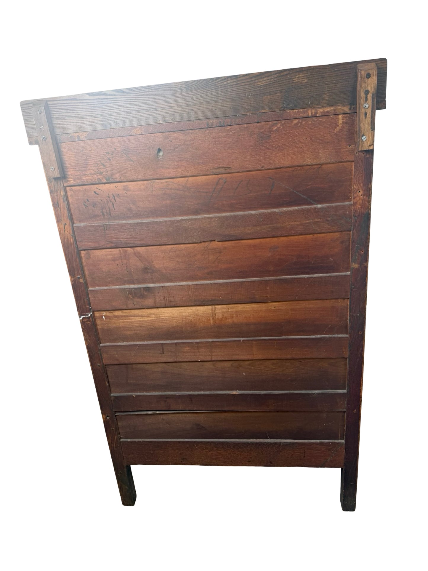 Antique Early 1900s Oak Five-Drawer Tall Chest of Drawers