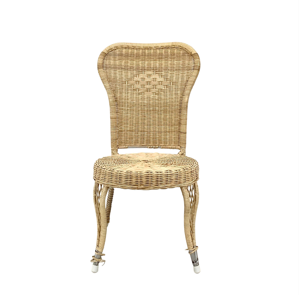 Vintage Woven Wicker & Rattan Side Chair with Cushion
