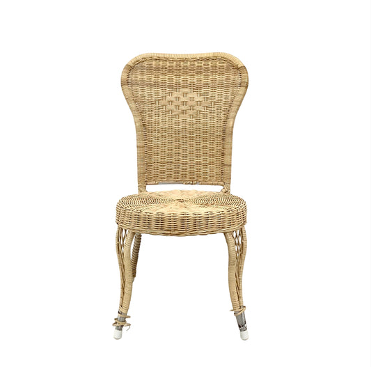 Vintage Woven Wicker & Rattan Side Chair with Cushion