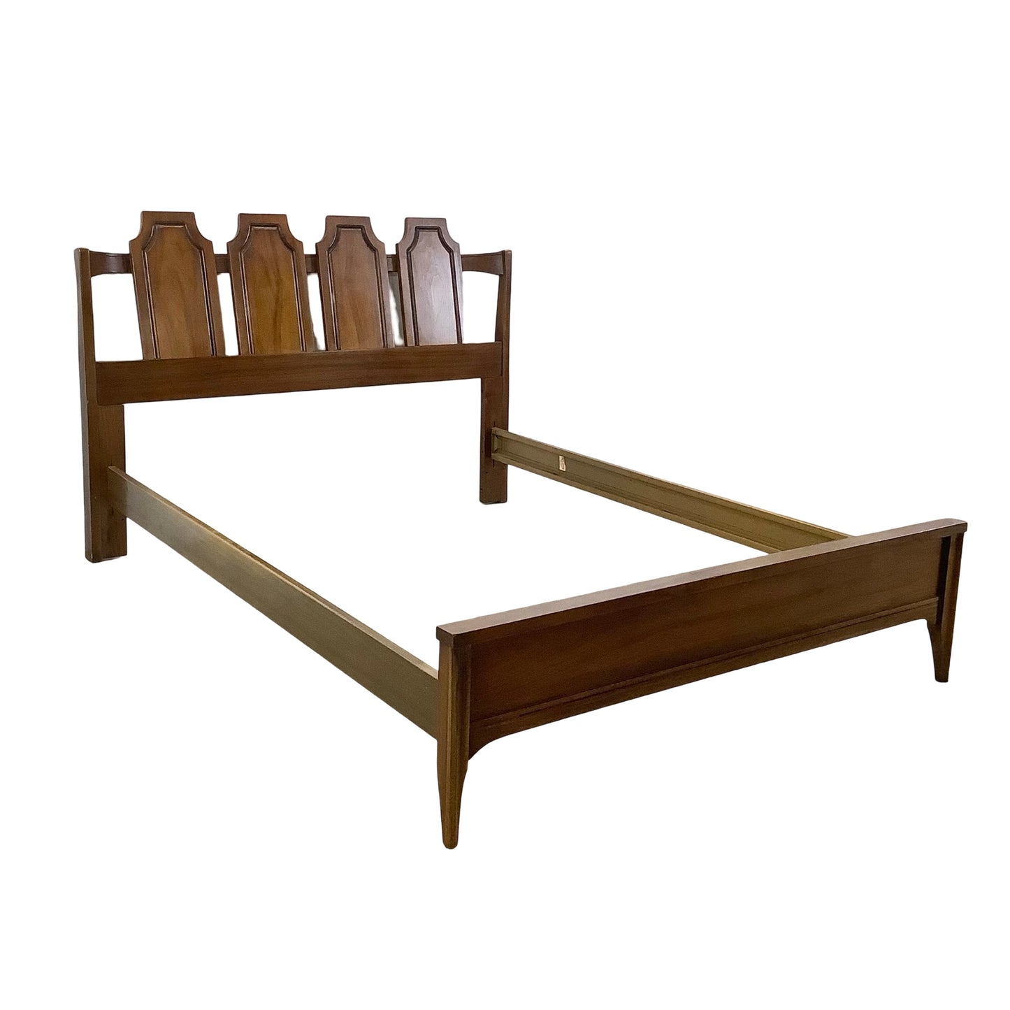 Vintage Walnut Mid-Century Modern Full Bed Frame