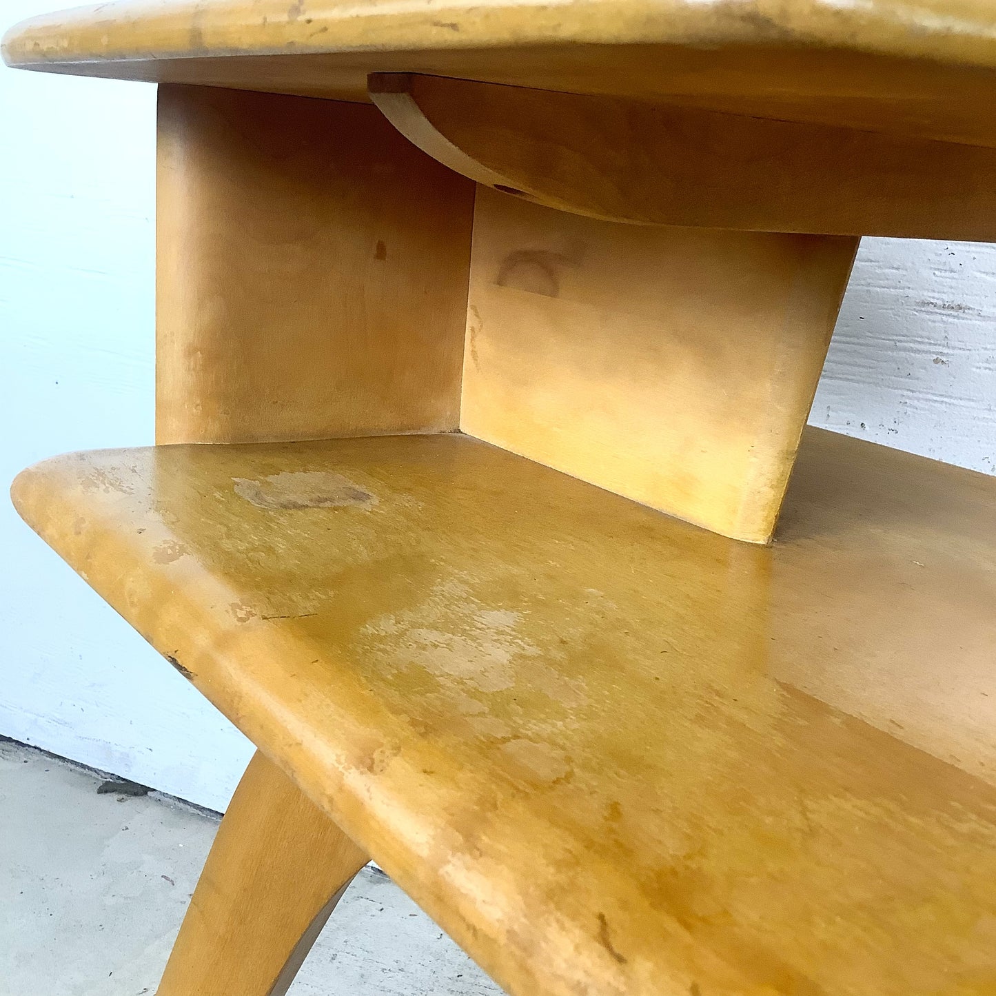 Vintage Heywood-Wakefield Birch Step End Table | Mid-Century Modern Two-Tier Side Table