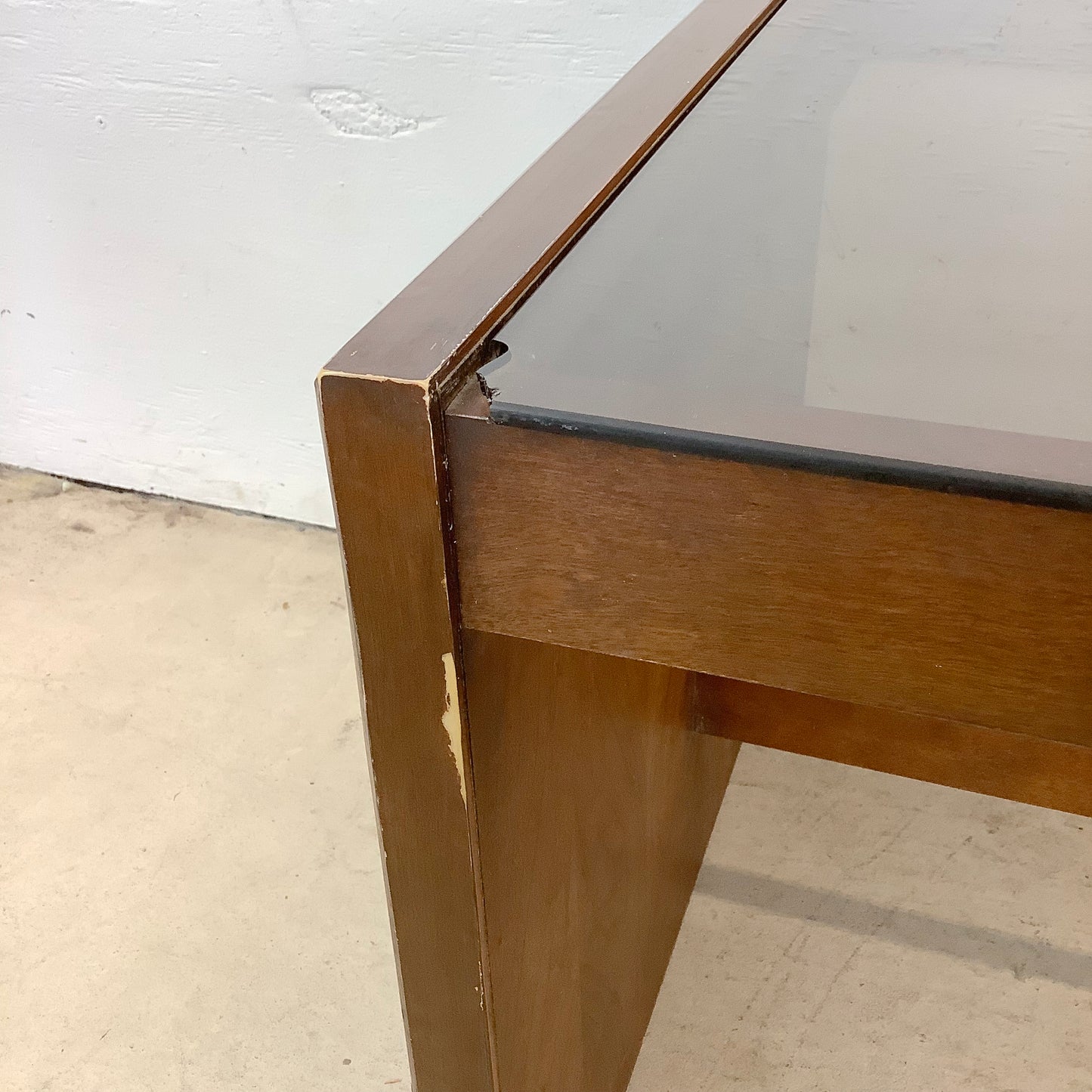 Pair Brutalist Modern Glass Top End Tables