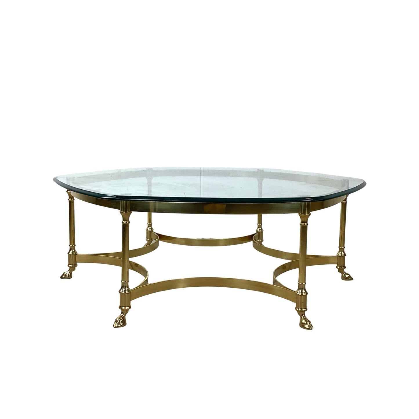 Sculptural Hollywood Regency Brass &amp; Glass Coffee Table