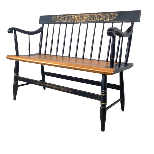 Vintage Hitchcock Style Stenciled Bench | Nichols & Stone Style Settee