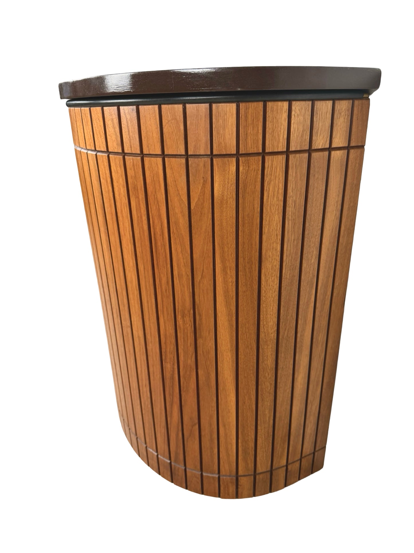 Vintage Mid-Century Slatted Wood Hamper