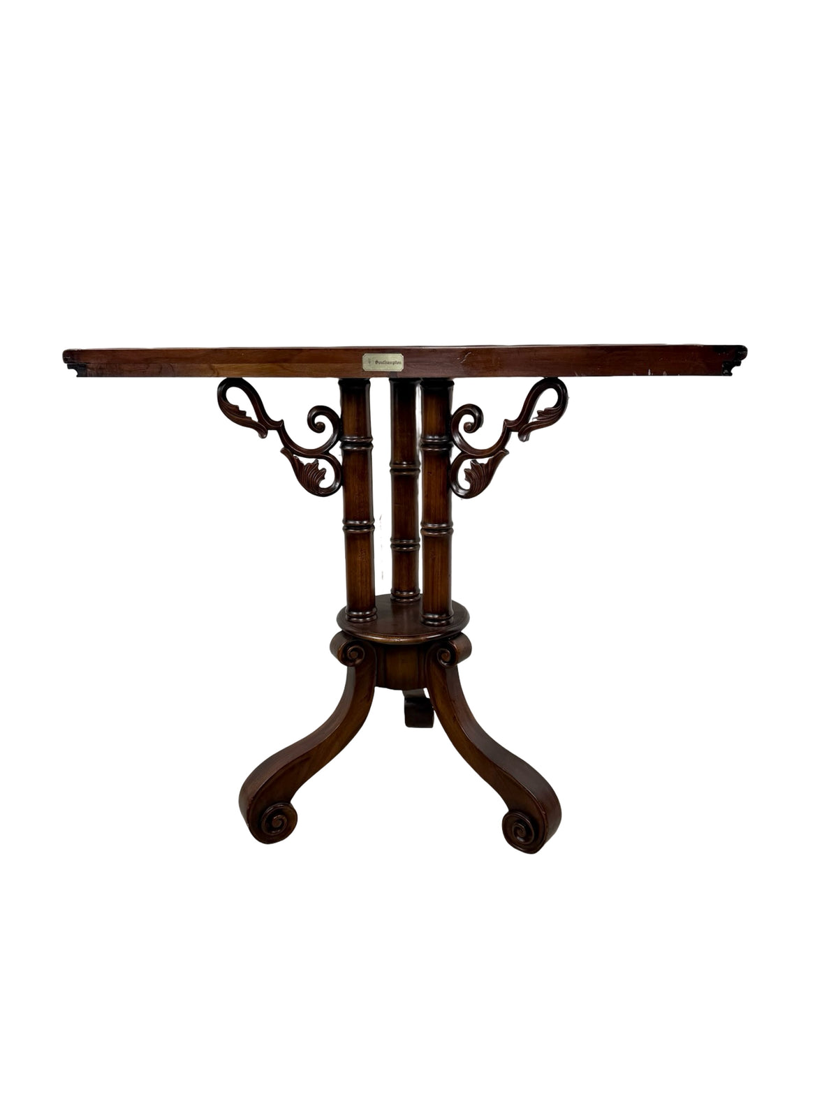 Vintage Southampton Demilune Wall Console Table Cane Glass Top