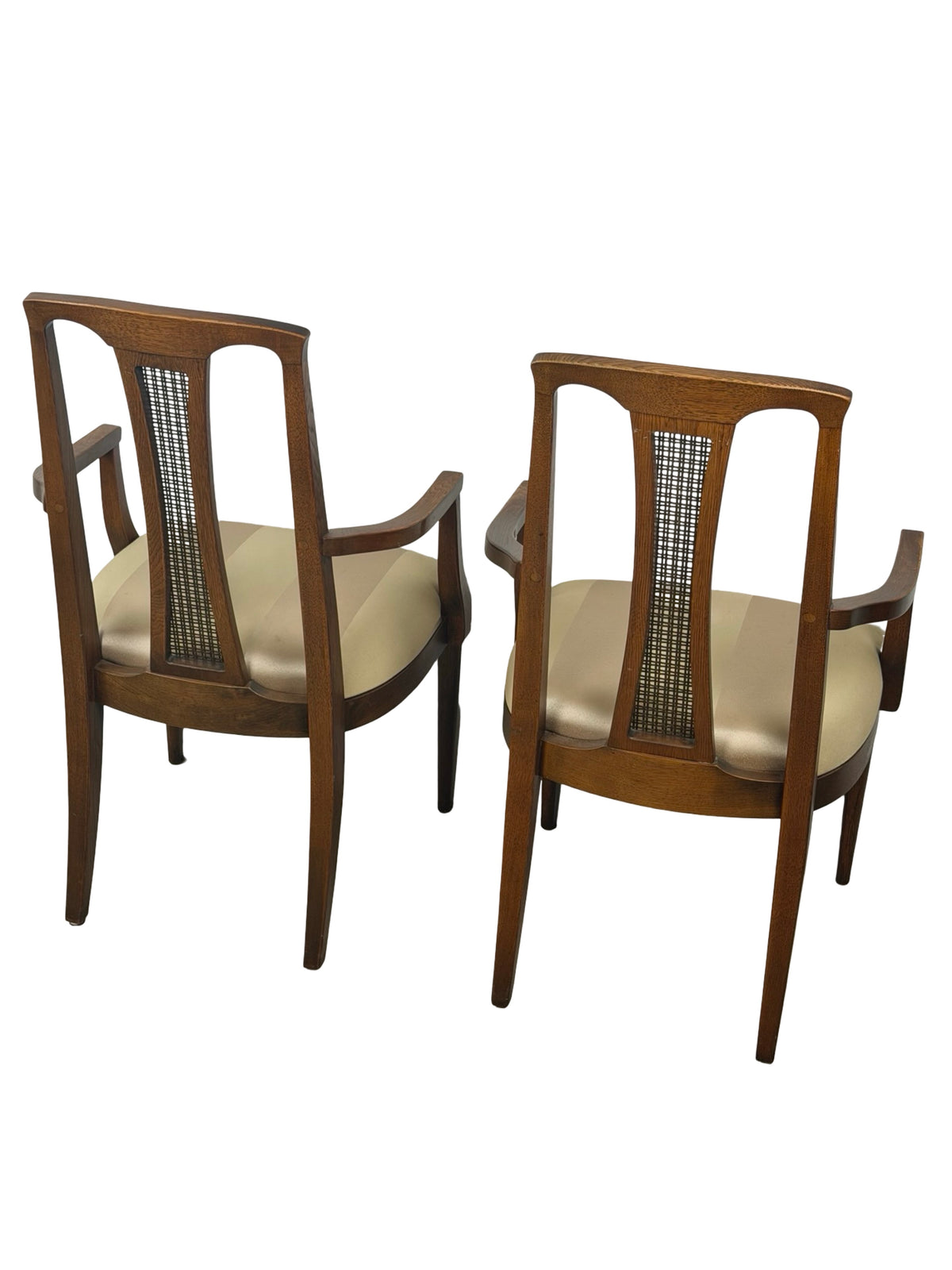 Pair of Mid-Century Modern High-Back Cane Dining Armchairs, Stamped Denmark