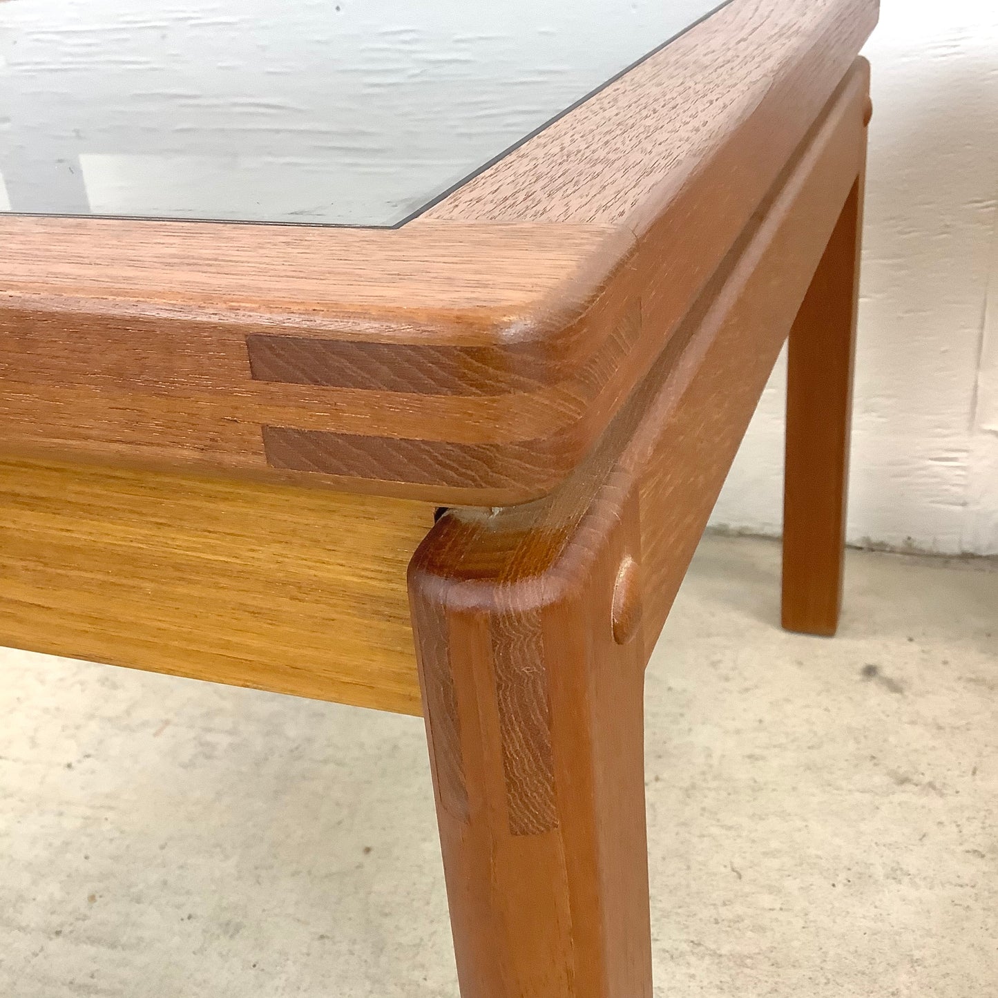 Danish Modern Teak End Tables With Smoked Glass- Pair