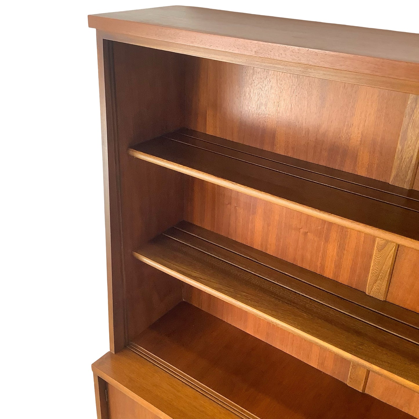 Vintage Mid-Century Modern Walnut Display Hutch, China Cabinet