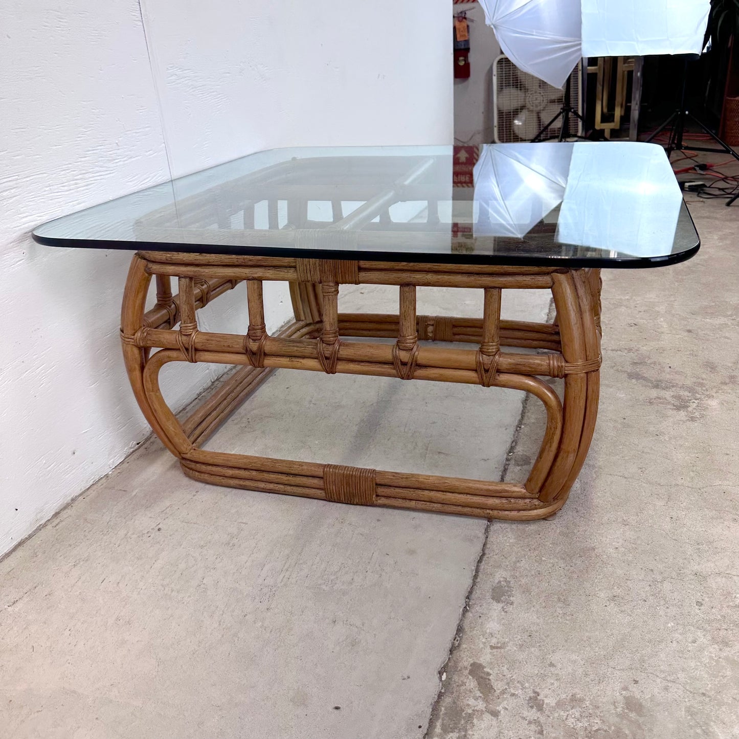 Ficks Reed Bamboo and Glass-Top Coffee Table,