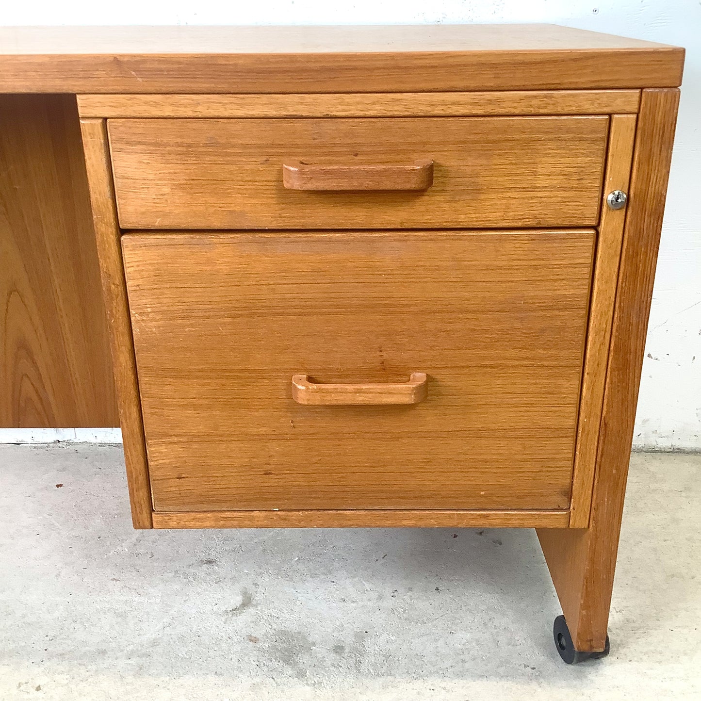 Mid-Century Danish Modern Teak Single Pedestal Writing Desk