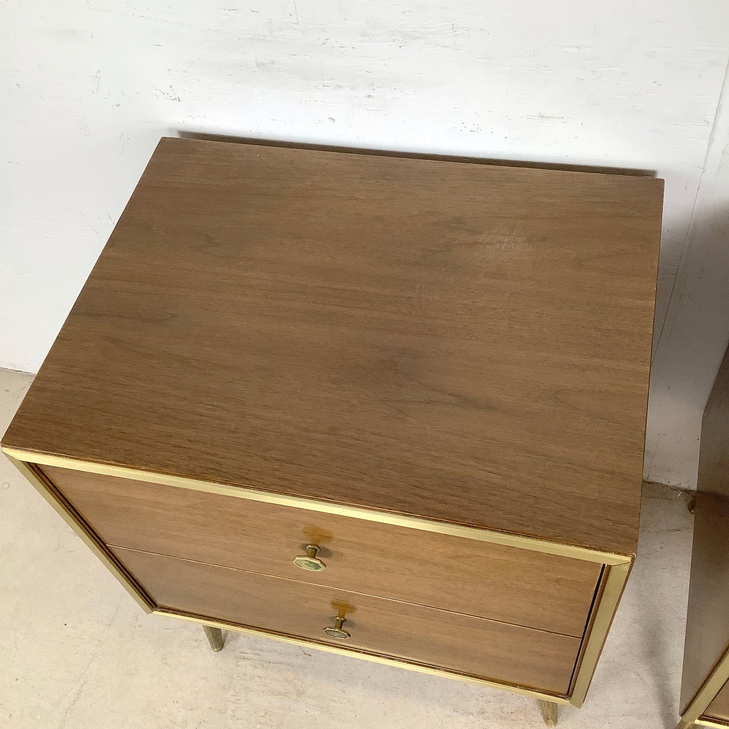 Mid-Century Brass Leg Nightstands- a Pair
