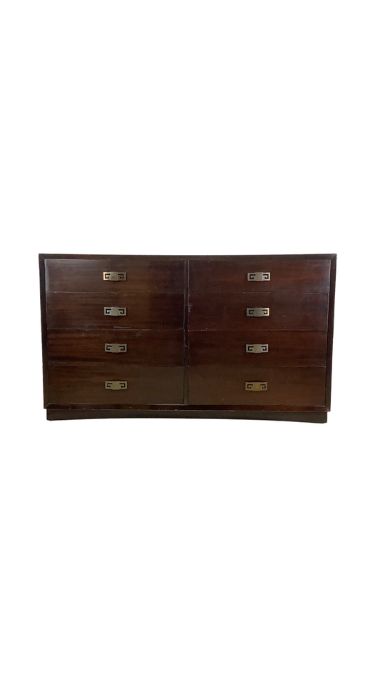 Vintage Eight Drawer Deco Mahogany Dresser