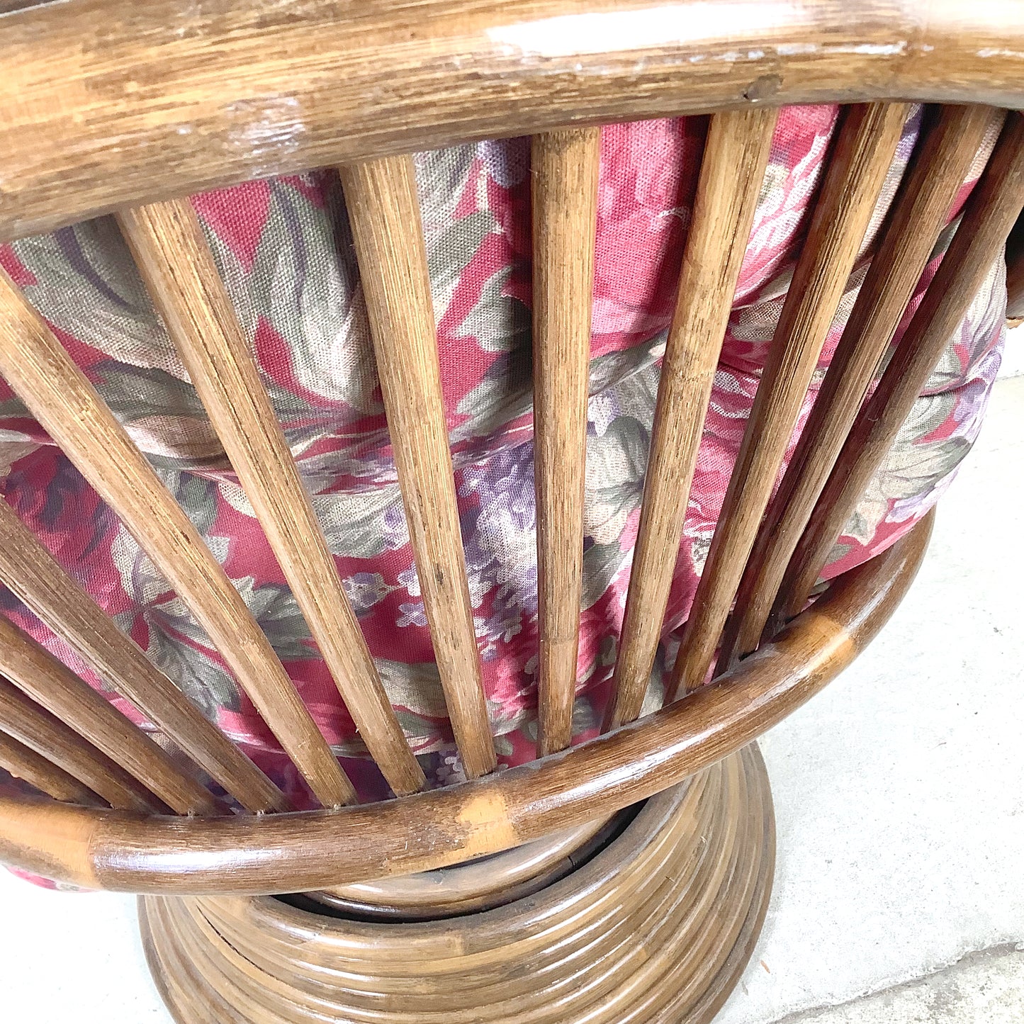 Vintage Bentwood Rattan Swivel Lounge Chair