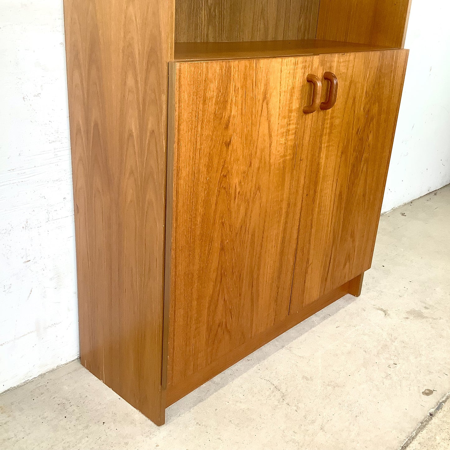  Vintage Scandinavian Modern Teak Bookcase with Lower Cabinet