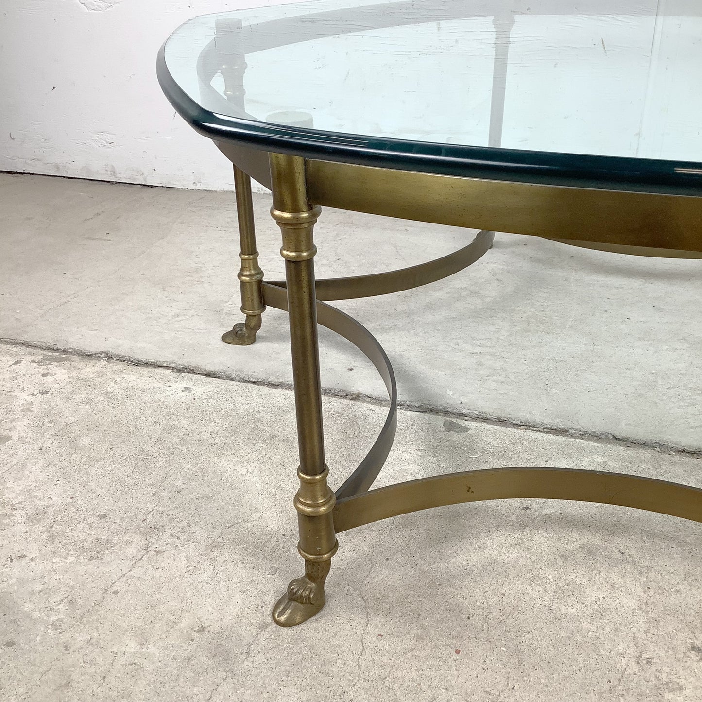 Vintage Brass Hexagonal Glass Coffee Table in the Style of La Barge