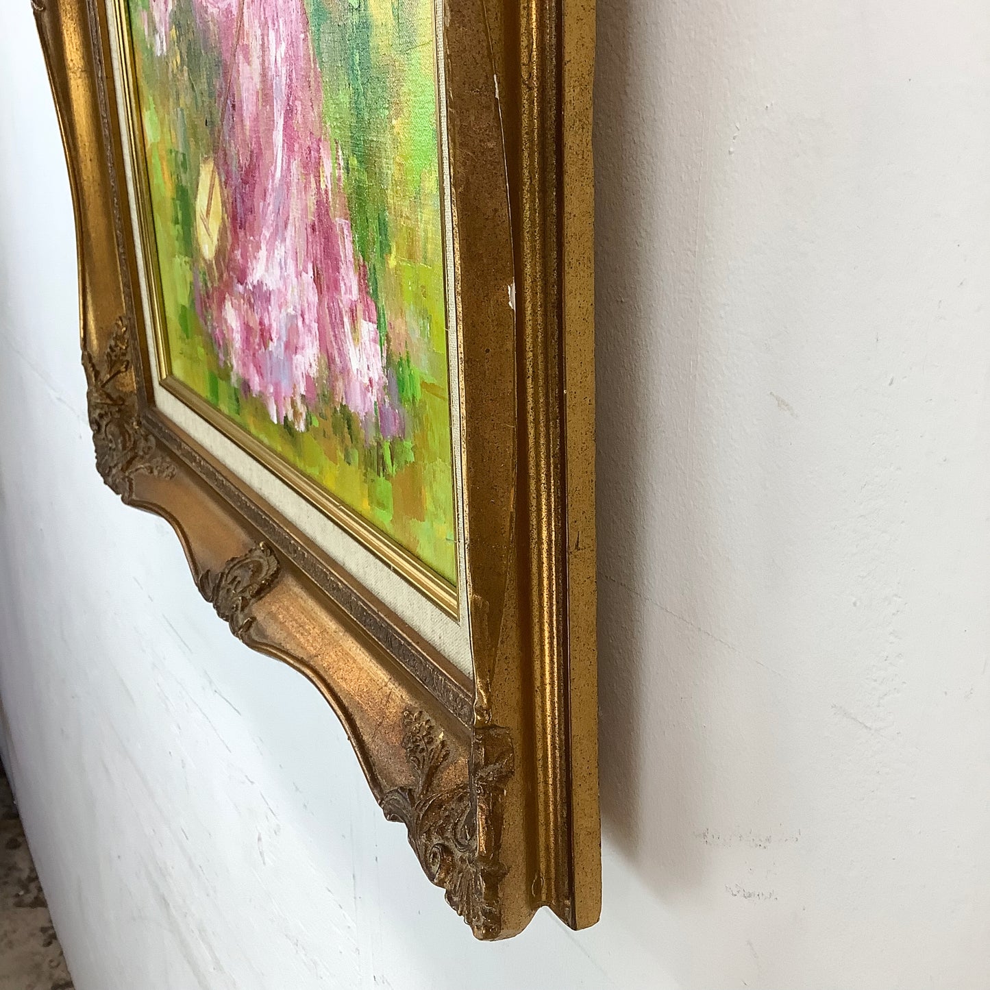 Original Vintage Oil by Karin Schaefers – Woman in Pink Kimono