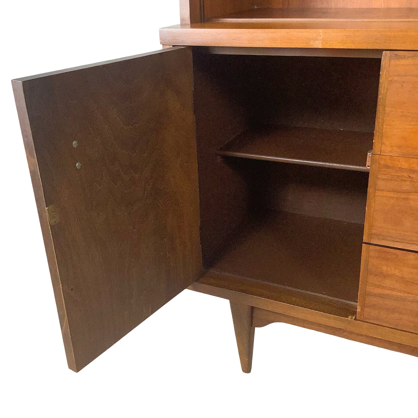 Vintage Mid-Century Modern Walnut Display Hutch, China Cabinet