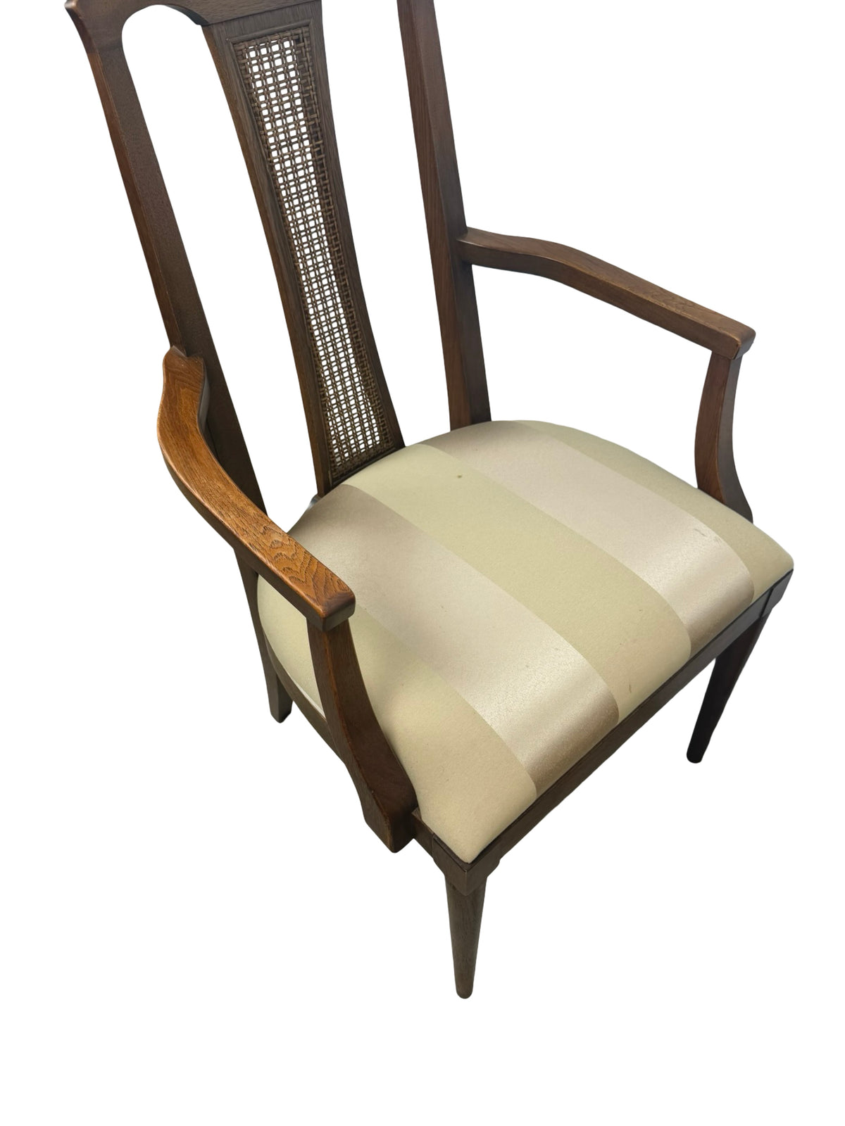 Pair of Mid-Century Modern High-Back Cane Dining Armchairs, Stamped Denmark