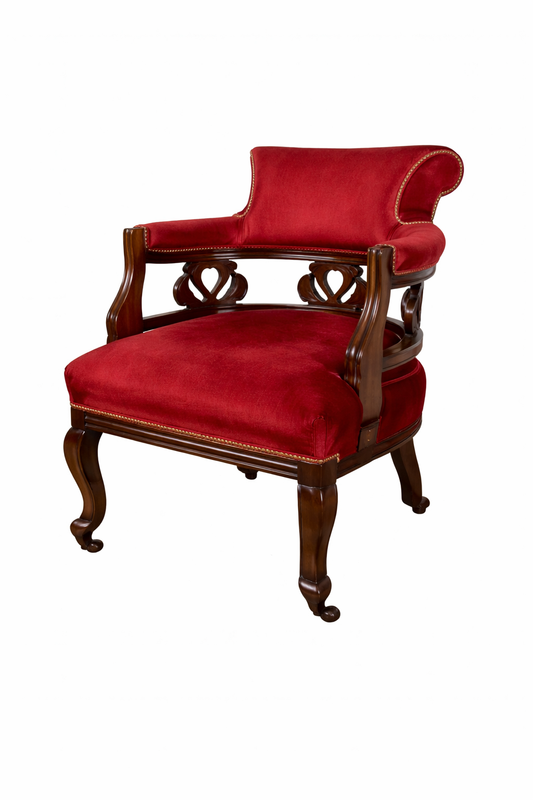 Empire Revival Upholstered Armchair in Red Velvet