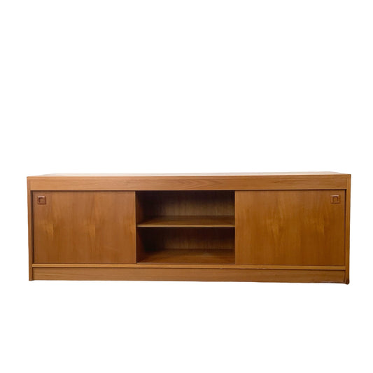 Vintage Scandinavian Modern Teak Credenza & Media Cabinet with Sliding Doors