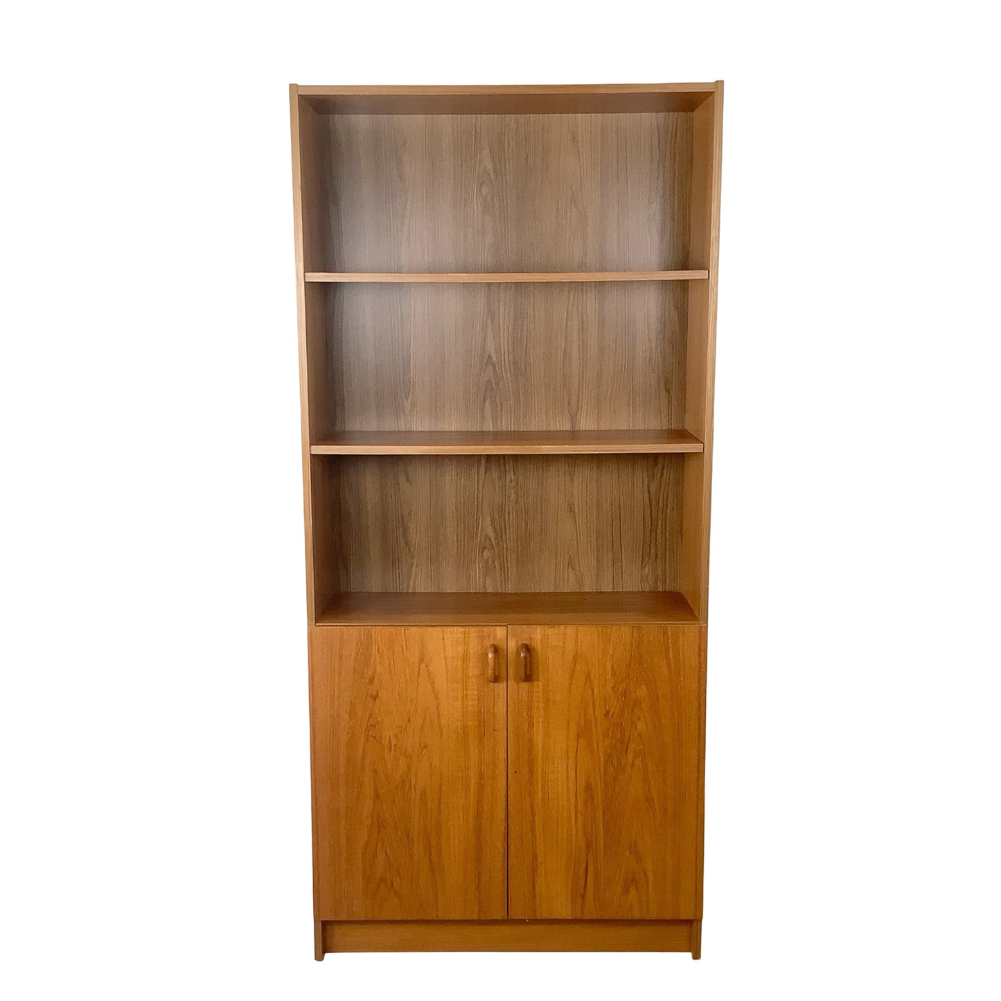  Vintage Scandinavian Modern Teak Bookcase with Lower Cabinet
