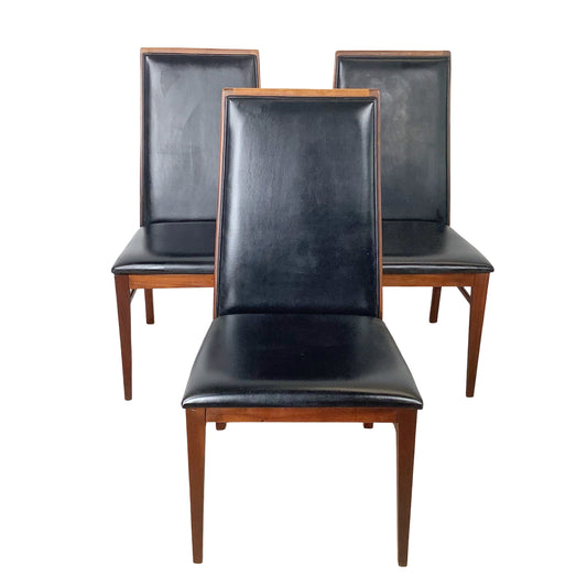 Set of Three Dillingham Furniture Walnut High-Back Dining Chairs