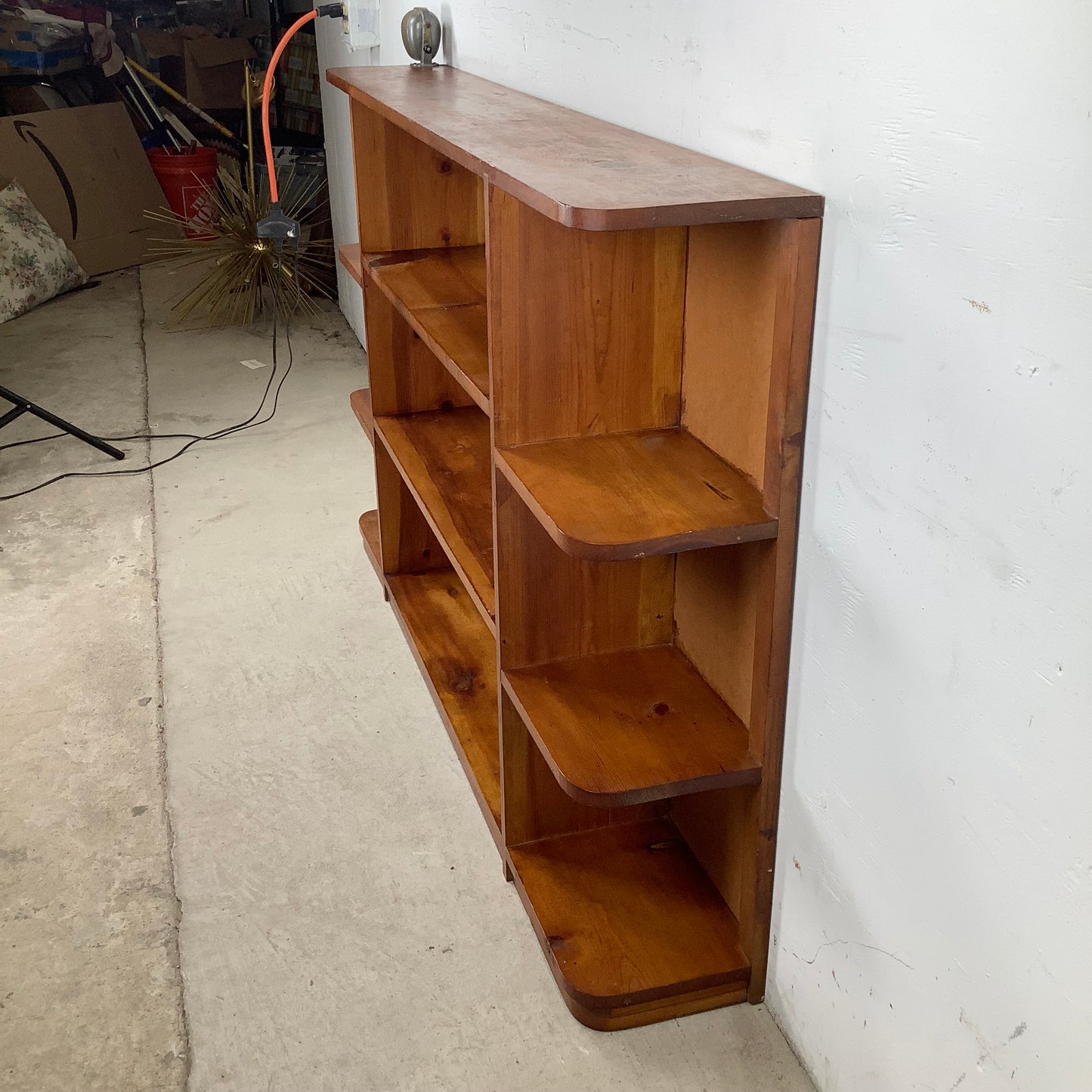 Vintage Solid Pine Open Bookcase