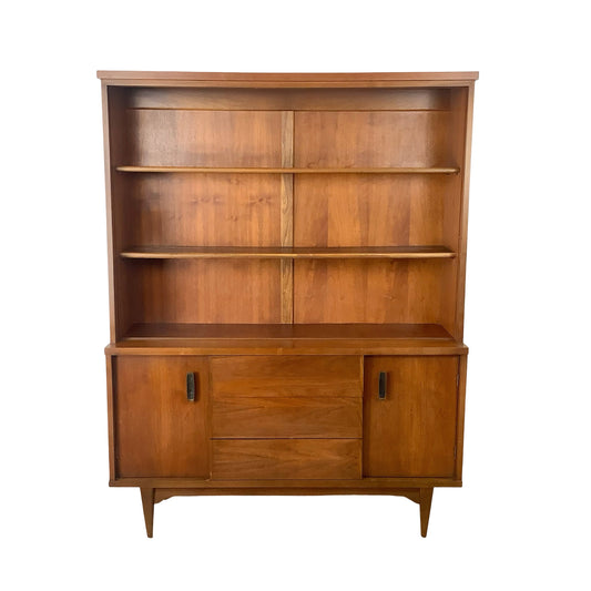 Vintage Mid-Century Modern Walnut Display Hutch, China Cabinet