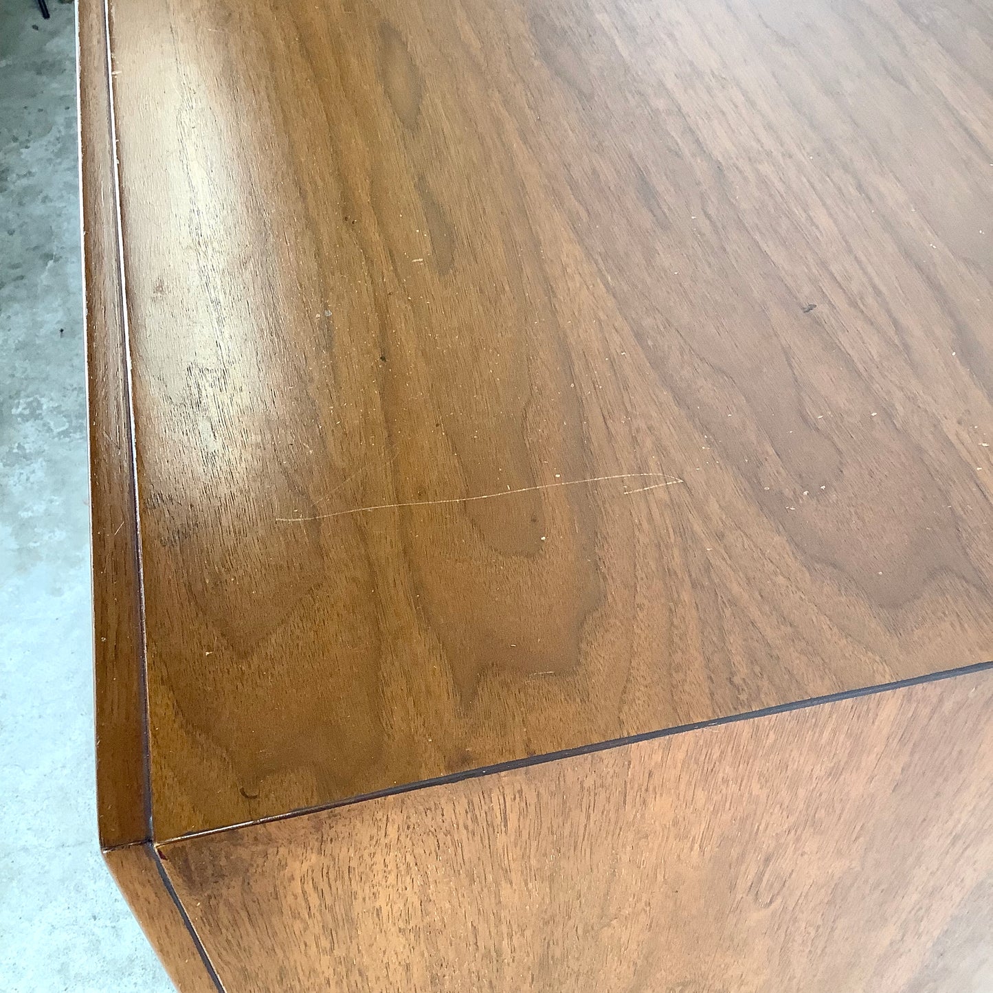 Mid-Century Walnut Highboy With Brass Pulls and Interior Drawers