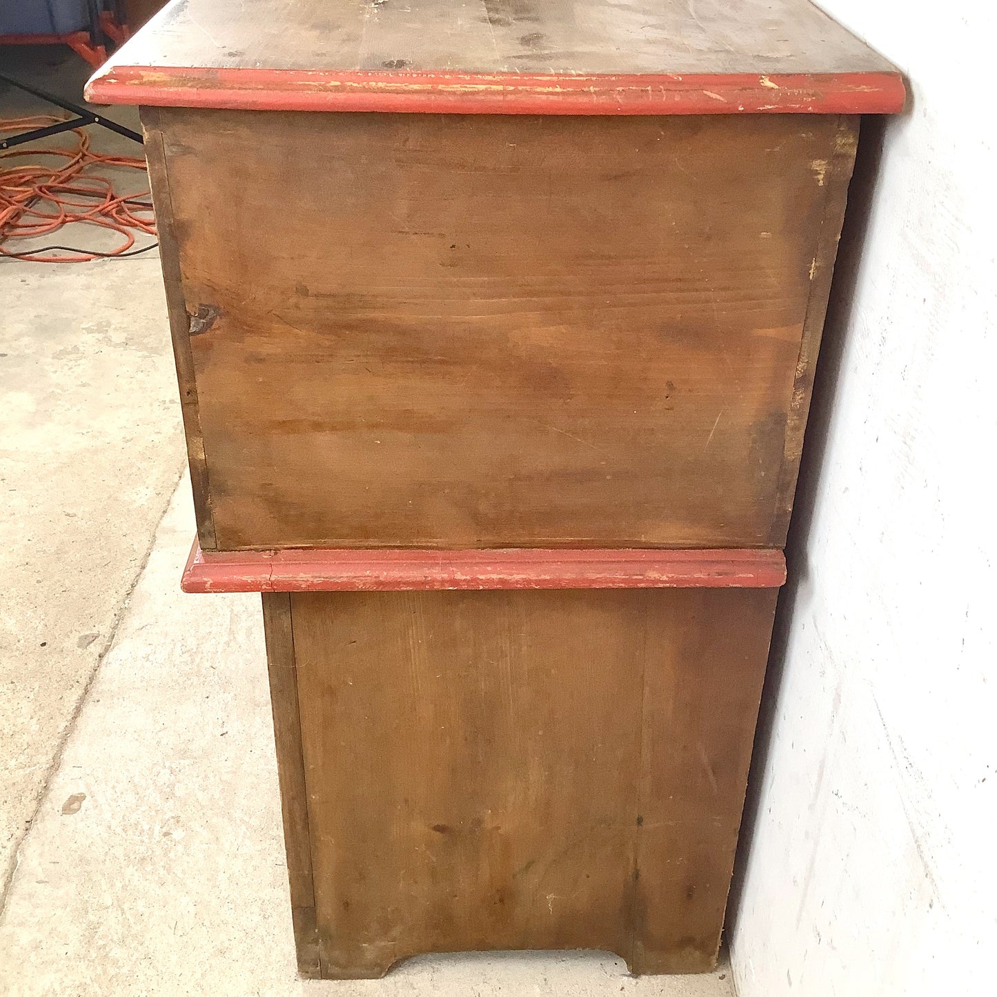 Antique American Primitive Painted Pine Farmhouse Cabinet