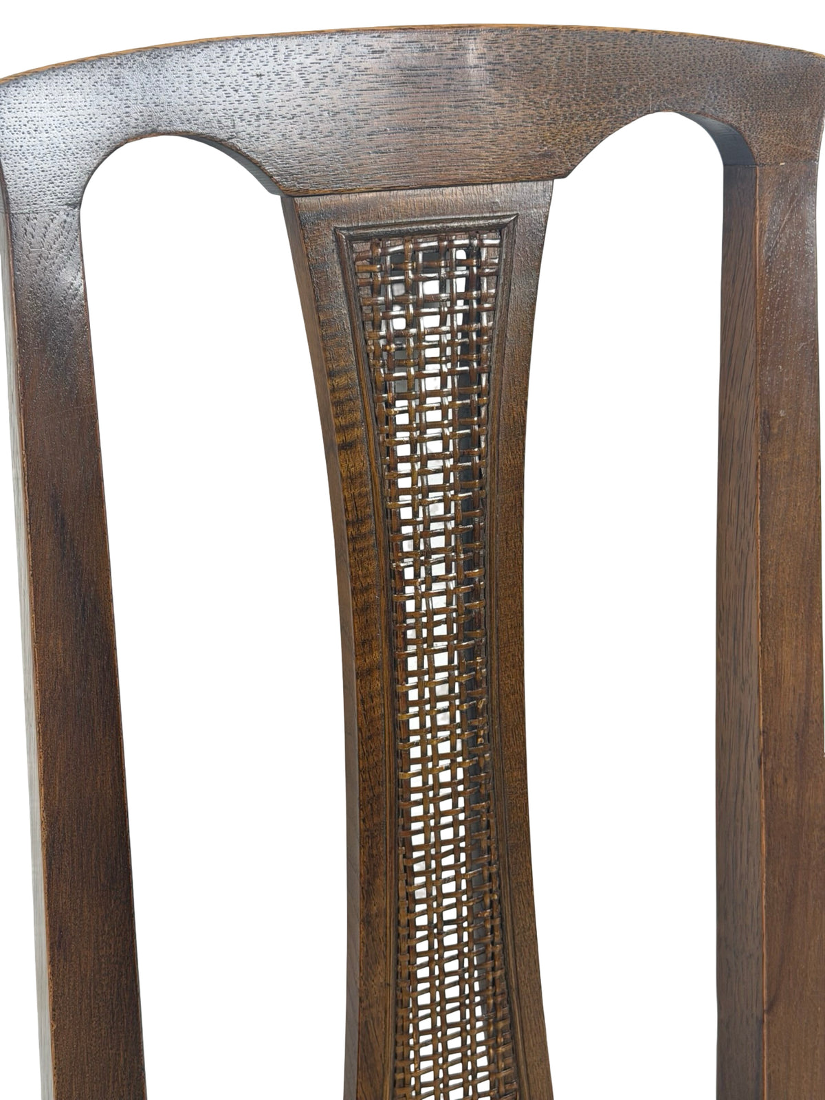Pair of Vintage Mid-Century Modern High-Back Cane Dining Chairs, Stamped Denmark