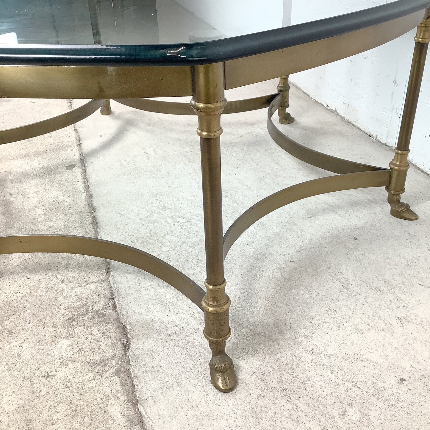 Vintage Brass Hexagonal Glass Coffee Table in the Style of La Barge